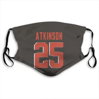 George Atkinson Name & Number Brown Face Mask