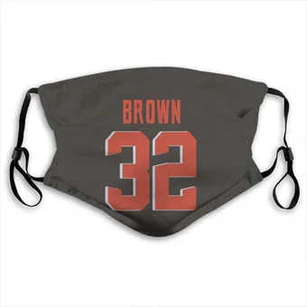 Jim Brown Name & Number Brown Face Mask