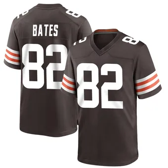 Men's Brenden Bates Brown Game Team Color Football Jersey