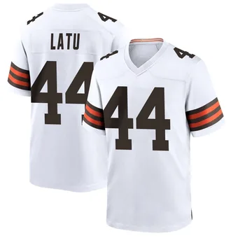 Men's Cameron Latu White Game Football Jersey