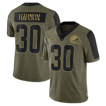 Men's Duron Harmon Olive Limited 2021 Salute To Service Football Jersey