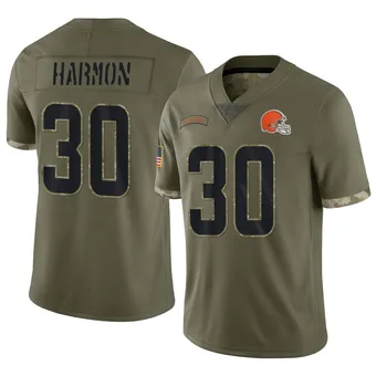 Men's Duron Harmon Olive Limited 2022 Salute To Service Football Jersey