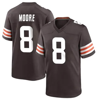 Men's Elijah Moore Brown Game Team Color Football Jersey