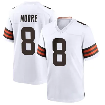 Men's Elijah Moore White Game Football Jersey