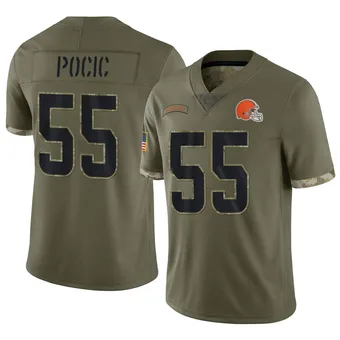 Men's Ethan Pocic Olive Limited 2022 Salute To Service Football Jersey