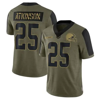 Men's George Atkinson Olive Limited 2021 Salute To Service Football Jersey