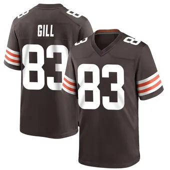 Men's Jaelen Gill Brown Game Team Color Football Jersey