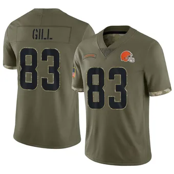 Men's Jaelen Gill Olive Limited 2022 Salute To Service Football Jersey