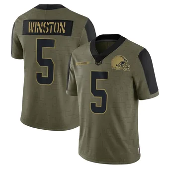 Men's Jameis Winston Olive Limited 2021 Salute To Service Football Jersey