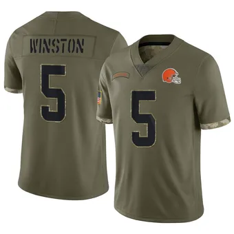 Men's Jameis Winston Olive Limited 2022 Salute To Service Football Jersey