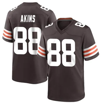 Men's Jordan Akins Brown Game Team Color Football Jersey