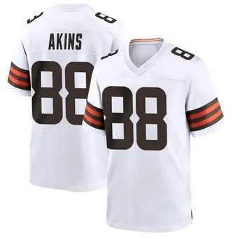 Men's Jordan Akins White Game Football Jersey