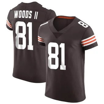 Men's Michael Woods II Brown Elite Vapor Football Jersey