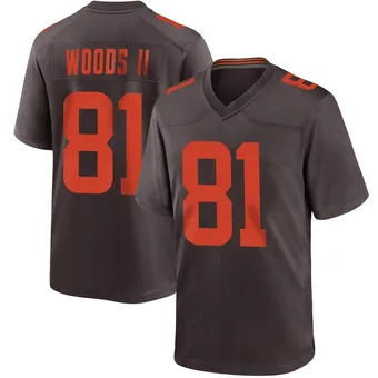 Men's Michael Woods II Brown Game Alternate Football Jersey