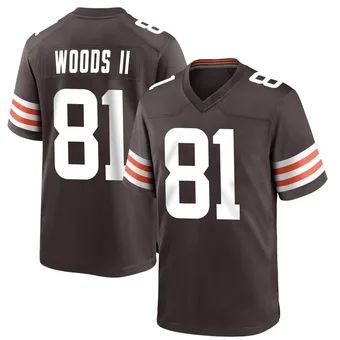 Men's Michael Woods II Brown Game Team Color Football Jersey