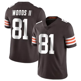 Men's Michael Woods II Brown Limited Team Color Vapor Untouchable Football Jersey