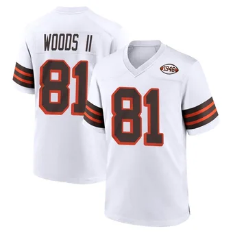 Men's Michael Woods II White Game 1946 Collection Alternate Football Jersey