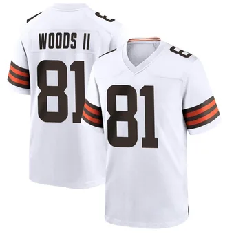 Men's Michael Woods II White Game Football Jersey