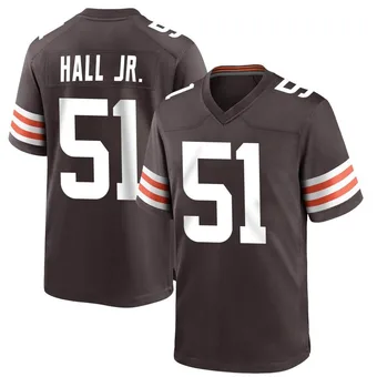 Men's Mike Hall Jr. Brown Game Team Color Football Jersey