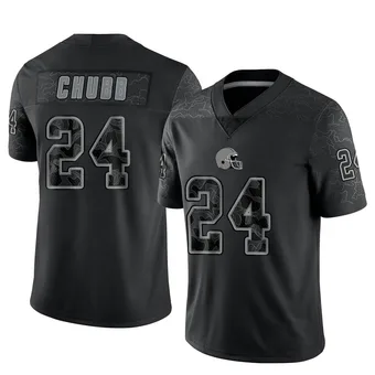 Men's Nick Chubb Black Limited Reflective Football Jersey