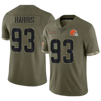 Men's Shelby Harris Olive Limited 2022 Salute To Service Football Jersey