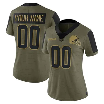 Women's Custom Olive Limited 2021 Salute To Service Football Jersey