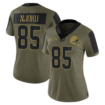 Women's David Njoku Olive Limited 2021 Salute To Service Football Jersey