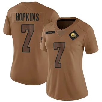 Women's Dustin Hopkins Brown Limited 2023 Salute To Service Football Jersey