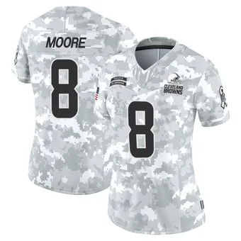 Women's Elijah Moore Arctic Camo Limited 2024 Salute to Service Football Jersey