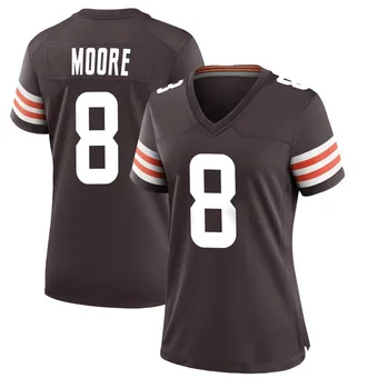 Women's Elijah Moore Brown Game Team Color Football Jersey