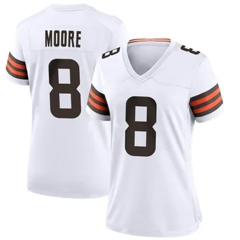 Women's Elijah Moore White Game Football Jersey