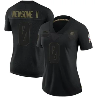 Women's Greg Newsome II Black Limited 2020 Salute To Service Football Jersey