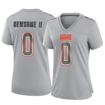 Women's Greg Newsome II Gray Game Atmosphere Fashion Football Jersey