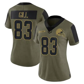 Women's Jaelen Gill Olive Limited 2021 Salute To Service Football Jersey