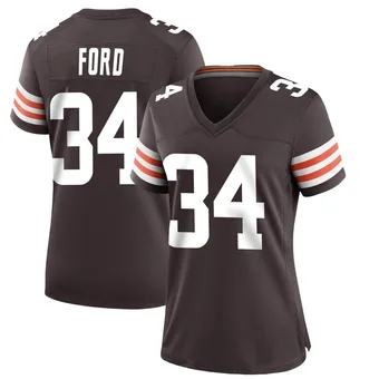 Women's Jerome Ford Brown Game Team Color Football Jersey