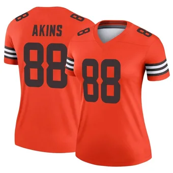 Women's Jordan Akins Orange Legend Inverted Football Jersey