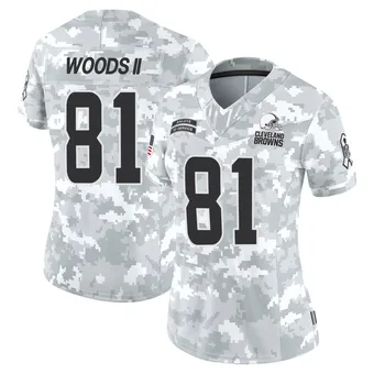 Women's Michael Woods II Arctic Camo Limited 2024 Salute to Service Football Jersey