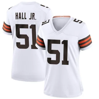 Women's Mike Hall Jr. White Game Football Jersey