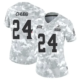 Women's Nick Chubb Arctic Camo Limited 2024 Salute to Service Football Jersey