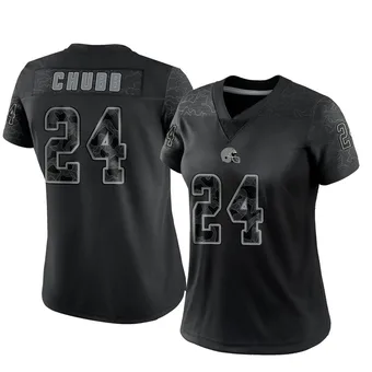 Women's Nick Chubb Black Limited Reflective Football Jersey