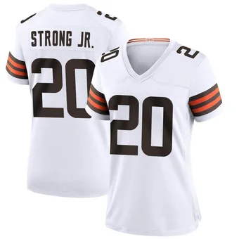 Women's Pierre Strong Jr. White Game Football Jersey