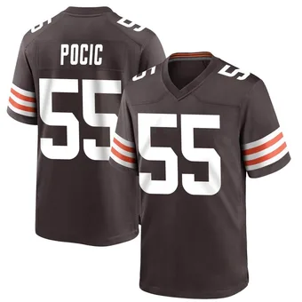 Youth Ethan Pocic Brown Game Team Color Football Jersey