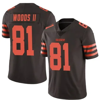 Youth Michael Woods II Brown Limited Color Rush Football Jersey