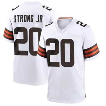 Youth Pierre Strong Jr. White Game Football Jersey